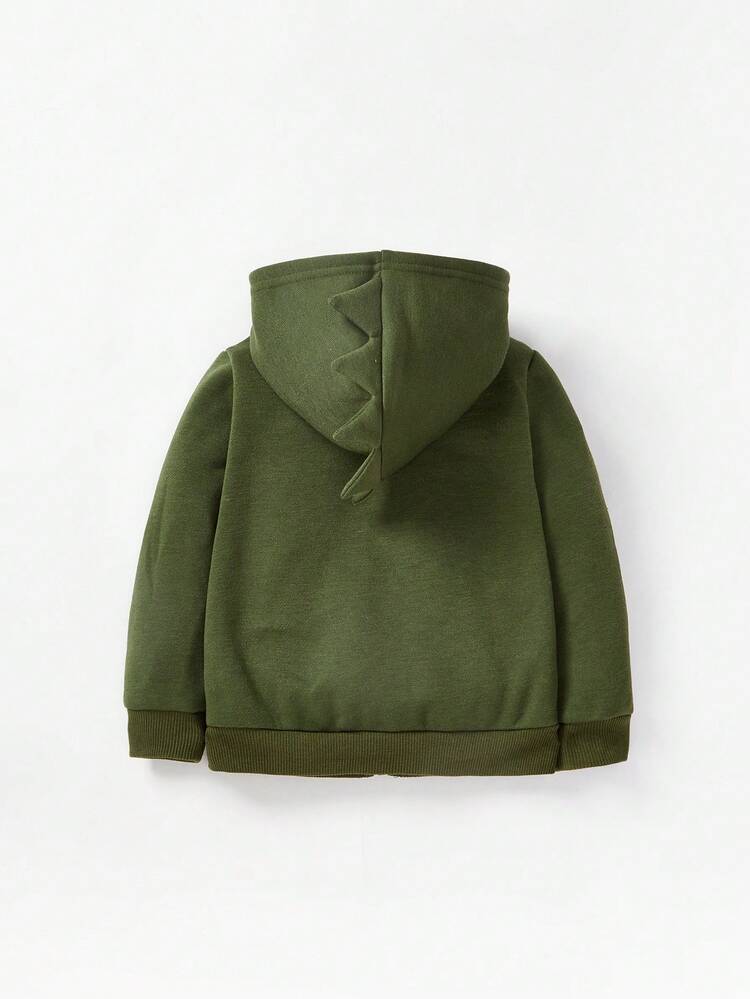 Baby Boy Cartoon Graphic Tee & Zip Up Hoodie & 3D Patched Design Sweatpants