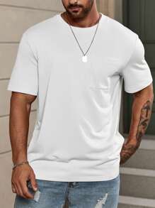 Manfinity Homme Men Solid Pocket Patched Tee - White - View 1