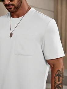 Manfinity Homme Men Solid Pocket Patched Tee - White - View 3