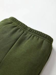 Cozy Pixies Bebé niño Camiseta con estampado de dibujos animados & Capucha con cremallera & Pantalones deportivos con diseño de parche 3D - Verde militar - Ver 10