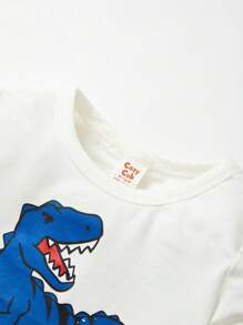 Cozy Pixies Bebé niño Camiseta con estampado de dibujos animados & Capucha con cremallera & Pantalones deportivos con diseño de parche 3D - Verde militar - Ver 21