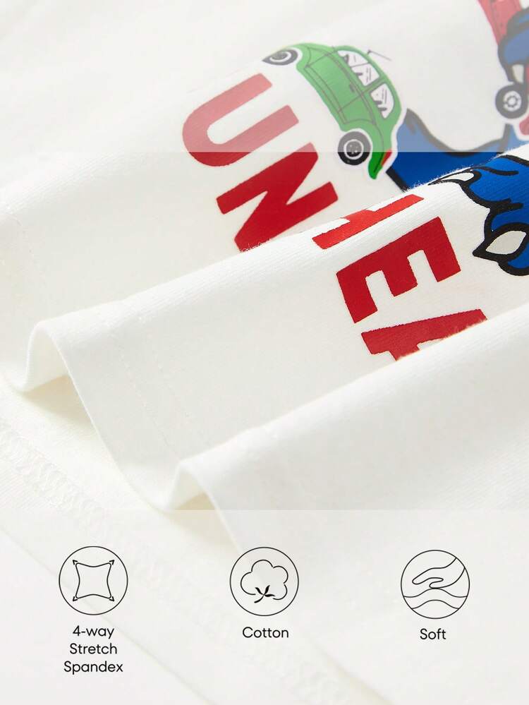 Baby Boy Cartoon Graphic Tee & Zip Up Hoodie & 3D Patched Design Sweatpants