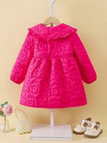 SHEIN Cô Gái Trẻ Chất rắn Cổ tròn Váy babydoll - Màu Hồng Tươi - Xem 2