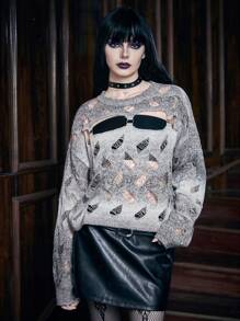 PUNK Jersey con abertura de hombros caídos - Gris - Ver 5