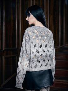 PUNK Jersey con abertura de hombros caídos - Gris - Ver 2