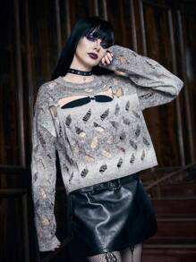PUNK Jersey con abertura de hombros caídos - Gris - Ver 4