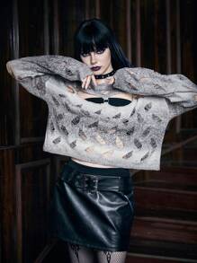 PUNK Jersey con abertura de hombros caídos - Gris - Ver 3