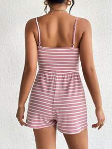 SHEIN Maternity Striped Cami Top & Knot Front Shorts - Dusty Pink - View 2