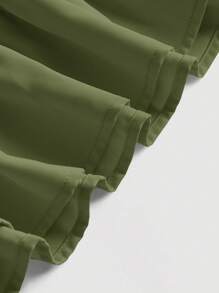 SHEIN MOD 大碼褶邊胸部褶皺荷葉邊吊帶洋裝 - 軍綠色 - 查看 4