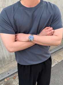 DAZY 男士素色插肩袖圓領針織上衣