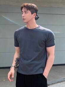 DAZY 男士素色插肩袖圓領針織上衣