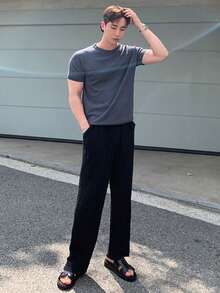 DAZY 男士素色插肩袖圓領針織上衣