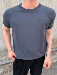 DAZY 男士素色插肩袖圓領針織上衣