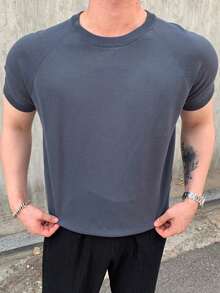 DAZY 男士素色插肩袖圓領針織上衣