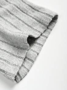 Manfinity Homme 男士素色條紋針織T恤 - 灰色 - 查看 4