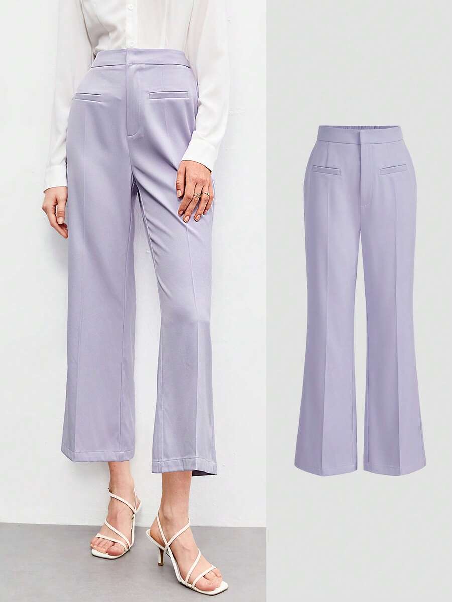 BizChic Solid Zipper Fly Trousers - Lilac Purple - View 1