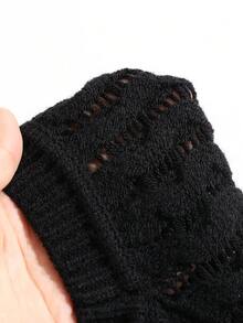 DAZY Chất rắn Xoắn Dan Áo len vest Without Tee - màu đen - Xem 8