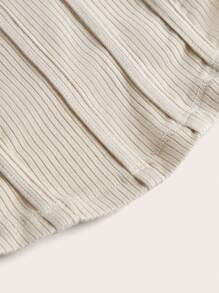 SHEIN EZwear 素色條紋針織背心上衣&短上衣 - 米色 - 查看 4