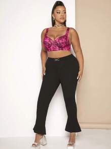 SHEIN SXY 大碼豹紋印花吊帶短上衣 - 彩色 - 查看 3