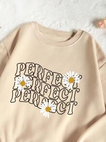 INAWLY Đồ họa hoa & chữ Áo nỉ & Quần short thể thao - Màu Khaki - Xem 4