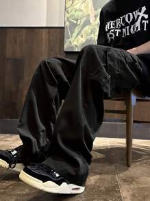 Claim Dot Men Solid Slant Pocket Cargo Trousers - Black - View 1