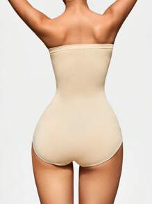 SHAPORA Solid Tube Shapewear Bodysuit - Beige - View 5