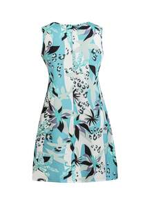SHEIN Clasi Plus Floral Print Button Front Dress - Baby Blue - View 2