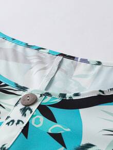 SHEIN Clasi Plus Floral Print Button Front Dress - Baby Blue - View 4