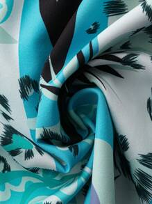 SHEIN Clasi Plus Floral Print Button Front Dress - Baby Blue - View 5