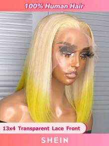 13 X 4 Lace Front Short Straight Human Hair Wig - S613/Yellow - View 1