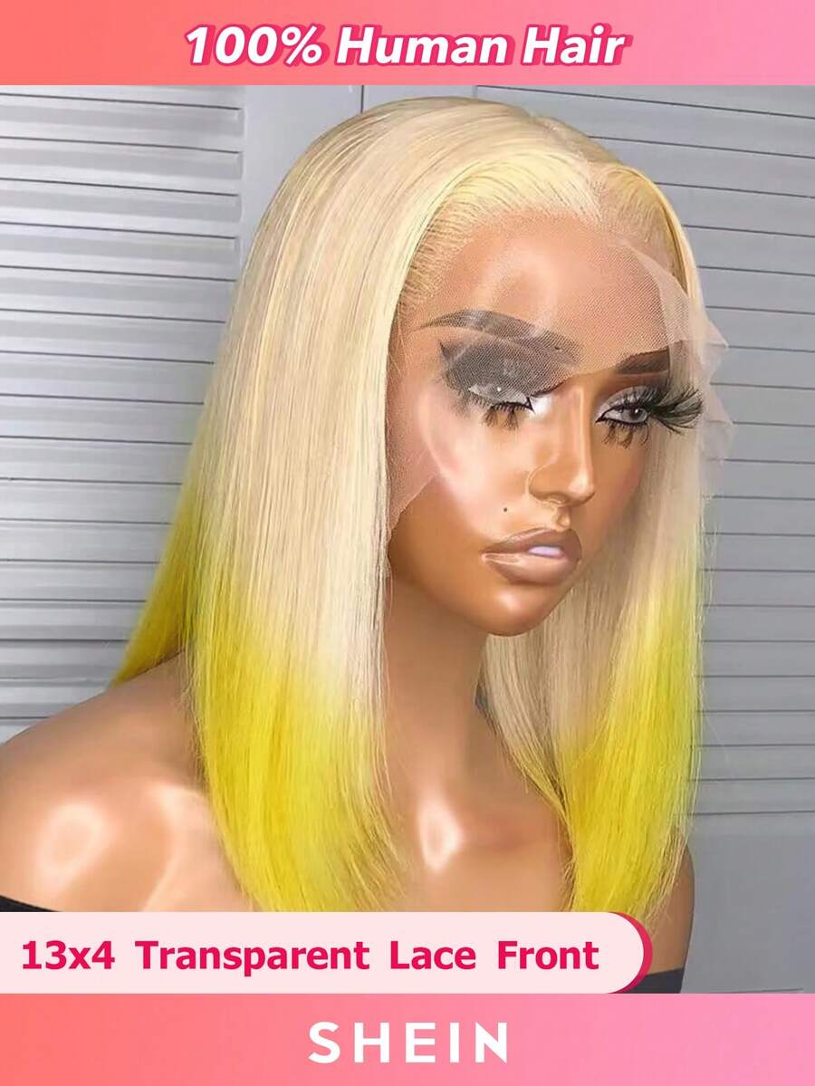 13 X 4 Lace Front Short Straight Human Hair Wig - S613/Yellow - View 1