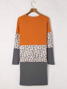 Astylish Leopard Print Color Block Dropped Shoulder Cardigan - Multicolor - View 7