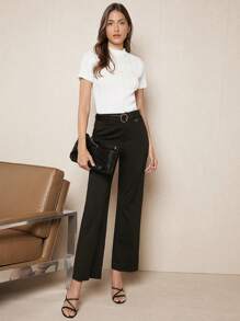 BizChic 小高領條紋針織T恤 - 白色 - 查看 4