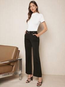 BizChic 小高領條紋針織T恤 - 白色 - 查看 5