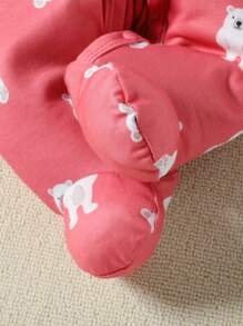 Baby Girl 2pcs Cartoon Graphic Contrast Binding Button Front Sleep Jumpsuit - Multicolor - View 3