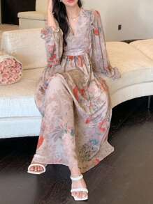 DAZY 印花灯笼袖连衣裙度假装女装 - 彩色 - 查看 6