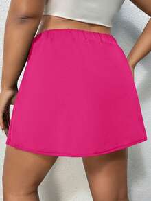 SHEIN MOD 大碼心环相连前圍裹半身裙 - 玫紅色 - 查看 2