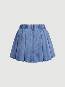SHEIN MOD Plus High Waist Pleated Denim Skirt