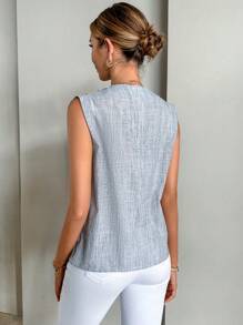 SHEIN Privé 素色無袖襯衫 - 灰色 - 查看 2