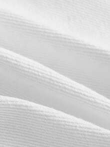 SHEIN MOD 大碼前繫帶褶邊抹胸牛仔上衣 - 白色 - 查看 4