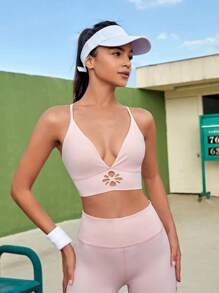 CourtClass Criss Cross Back Sports Bra,Women Tennis Outfit - Baby Pink - View 1