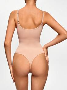 SHAPORA 素色連體緊身衣 - 杏色 - 查看 8