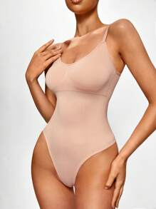 SHAPORA 素色連體緊身衣 - 杏色 - 查看 10
