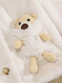 SHEIN Áo khoác bông có nút chi tiết dành cho búp bê trẻ dành cho cô gái trẻ - Màu be - Xem 4