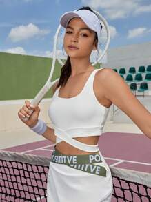 CourtClass Sportbeha met gekruiste tailleband, tennisoutfit voor dames