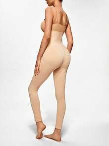 SHAPORA de talle alto control de barriga levantamiento de glúteos inconsútil Faja Leggings - Albaricoque - Ver 4