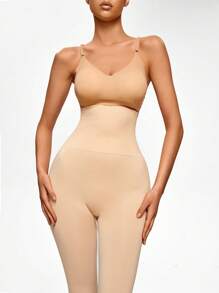 SHAPORA High Waist Tummy Control Butt Lifting Seamless Shapewear Leggings - Apricot - View 6