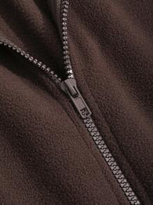 DAZY Zip Up Drawstring Hem Drop Shoulder Sweatshirt,Long Sleeve Tops,Fall Clothes Jacket Y2k - Chocolate Brown - View 4