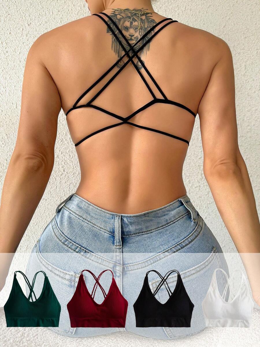 4pack Crisscross Back Bralette - Multicolor - View 1