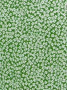 SHEIN Clasi Allover Print Batwing Sleeve Belted Dress - Mint Green - View 6